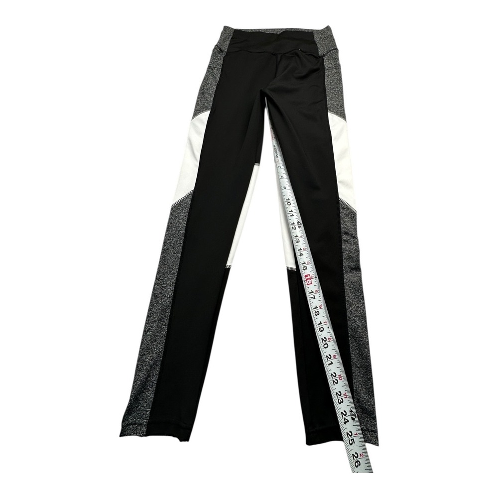 SHEIN Colorblock Athletic Leggings Black White Grey‎ Heathered Gym Workout - Picture 9 of 11